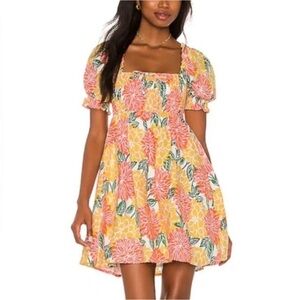 House of Harlow 1960 Linen orange yellow Poplin mini dress Medium